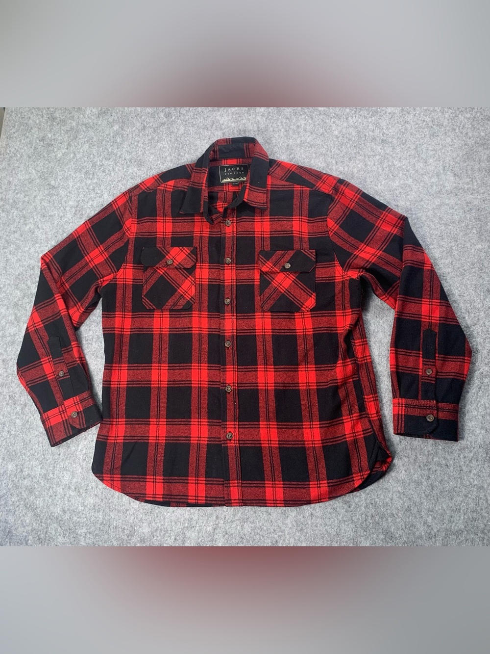 Jachs Red and Black Plaid Men's Button-Down Shirt